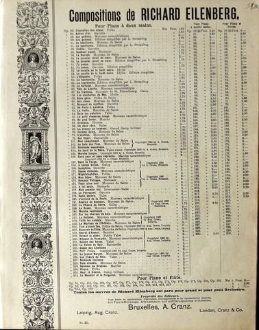Eilenberg, Richard: - Compositions de Richard Eilenberg: En traîneau. Souvenir de St. Petersbourg. Galop. Op. 57. 4 mains