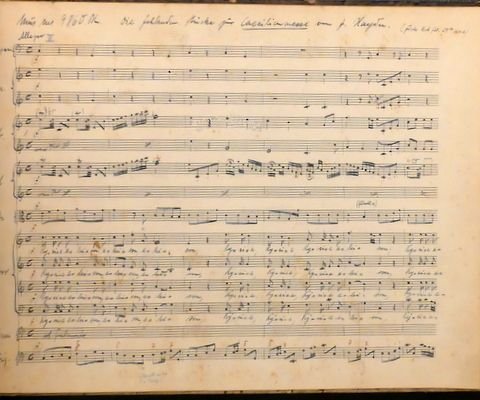 Haydn, Joseph: - [Hob. XIII: 5, sel.. Moderne Abschrift der Partitur] Die fehlenden Stücke zur Caeciliamesse von J. Haydn / (Fuchs fol. 59a no.6.)