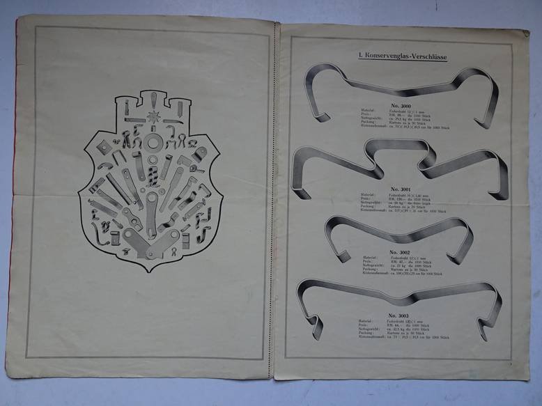 N.n.. - Federn- und Metallwarenfabrik Friedr. Neblung K.-G. Velbert (Rhld.). Verzinnerei, Verbleierei, Lackiererei. Hochglanz-feuerverzinnte Konservenglas-Verschlüsse und Federn für Einkoch-Apparate.