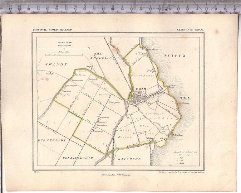 Kuyper Jacob. - Edam en Volendam.  Map Kuyper Gemeente atlas van Noord Holland