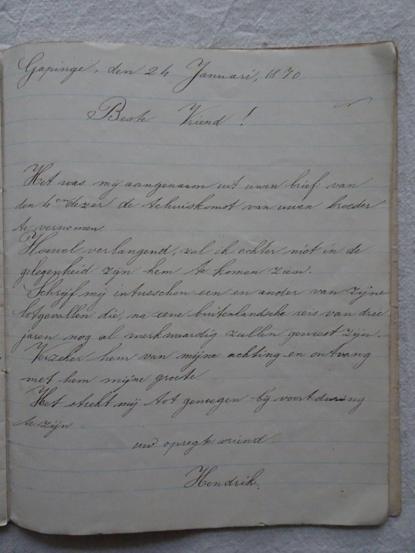 N.n.. - Schriftje met handgeschreven schrijfoefeningen, d.d. 1870.