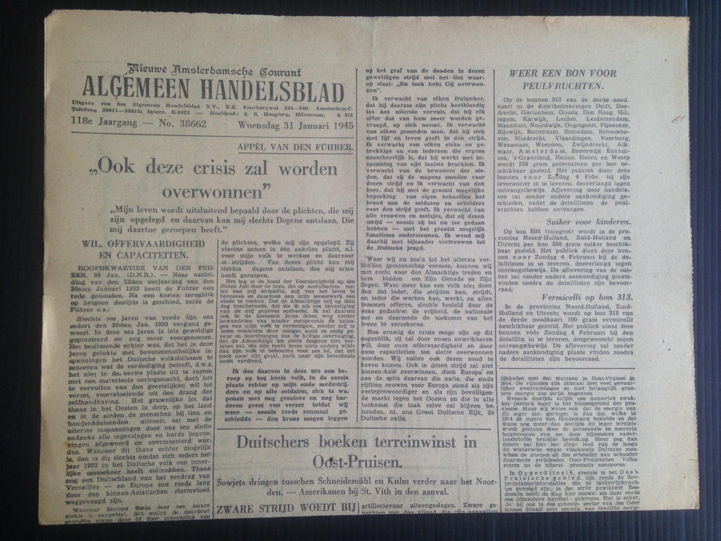 Oorlogskrant - Algemeen Handelsblad, Nieuwe Amsterdamsche Courant