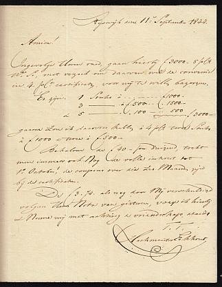HACHMEESTER EEKHOUT, J.W. - Twee brieven aan zijn bank, Gebr. Scheurleer en Zonen in 's-Gravenhage (1844).