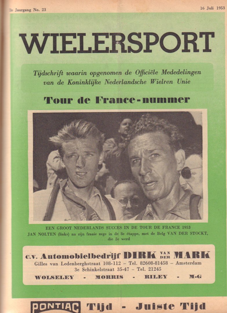 Diverse auteurs - Wielersport 1953, 2e jaargang, compleet, 40 nummers , waarin opgenomen de Officiele Mededelingen van de Koninklijke Nederlandsche Wielren Unie met o.a. verslag van de Tour de France, ingebonden, goede staat