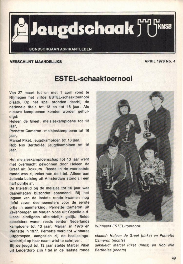 Koninklijke Nederlandse Schaakbond - Jeugdschaak 2e Jaargang 1978 Compleet