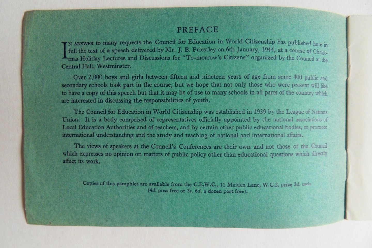 Priestley, J.B. - The New Citizen. (text of speech).