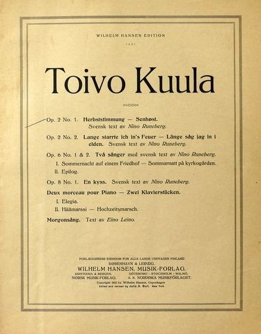 Kuula, Toivo: - Herbststimmung - Senhost... op. 2 no. 1