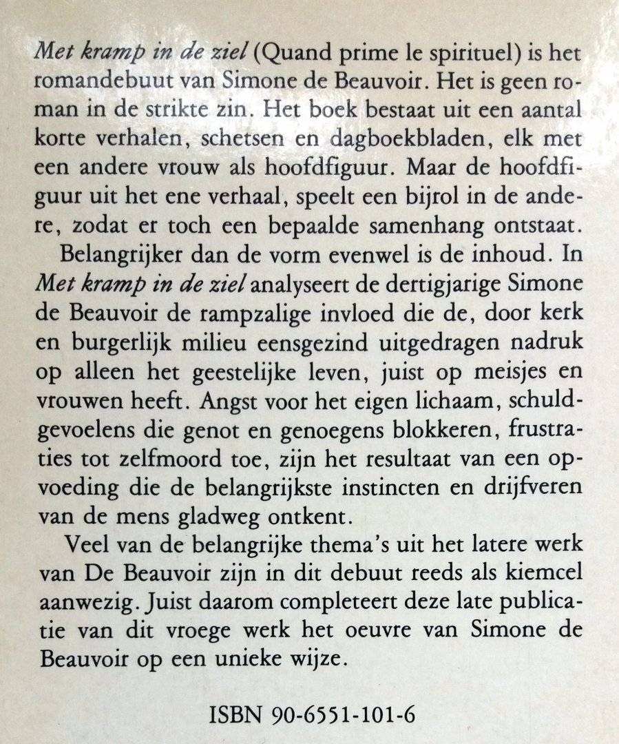 Beauvoir, Simone de - Met kramp in de ziel (Ex.1)
