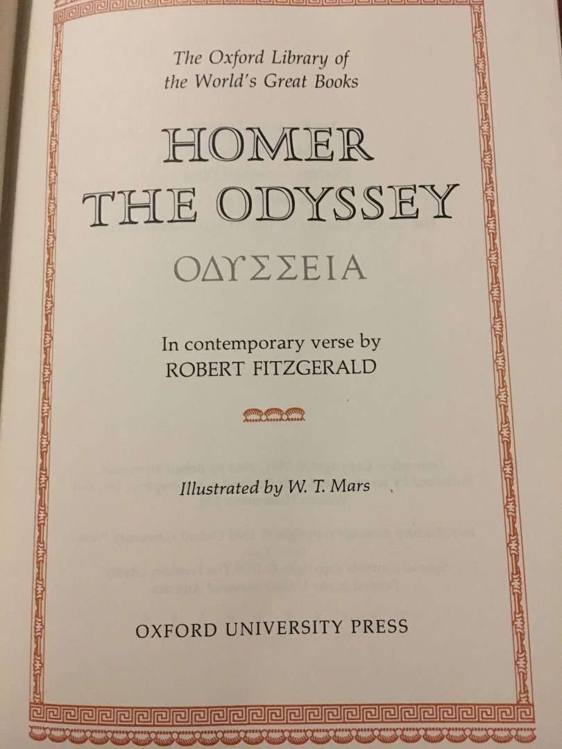 Robert Fitzgerald - The world’s great Books; Homer the odyssey