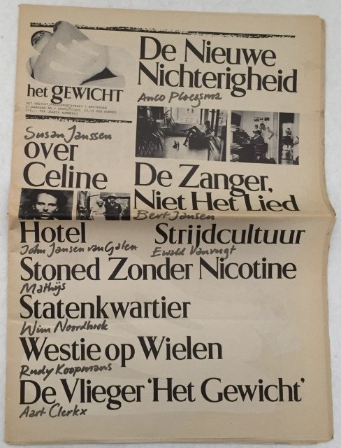 Duynhoven, Martin van, Willem Ellenbroek, Charlotte Fischer, e.a., red., - Het Gewicht. 2e jaargang No. 4, herfst 1977. [los nummer]