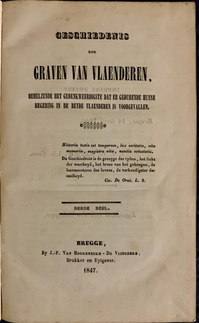 Grégoire Augustin vande Kerckhove - Geschiedenis der Graven van Vlaenderen