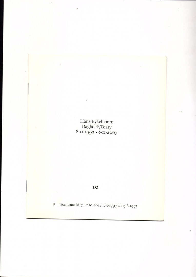 Eykelboom, Hans (ook wel: Hans Eijkelboom) - Dagboek 10