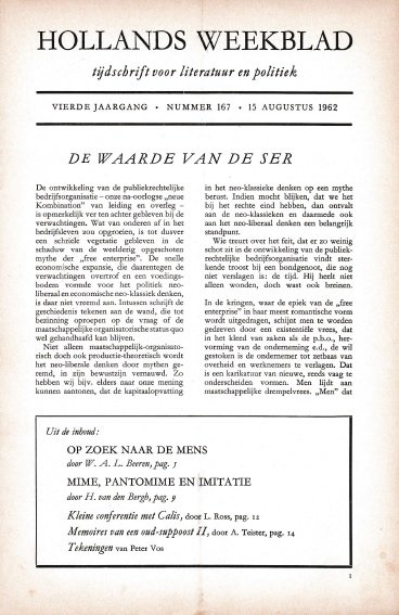 K.L. Poll (redactie) - Hollands Weekblad, vierde jaargang, nummer 167, 15 augustus 1962