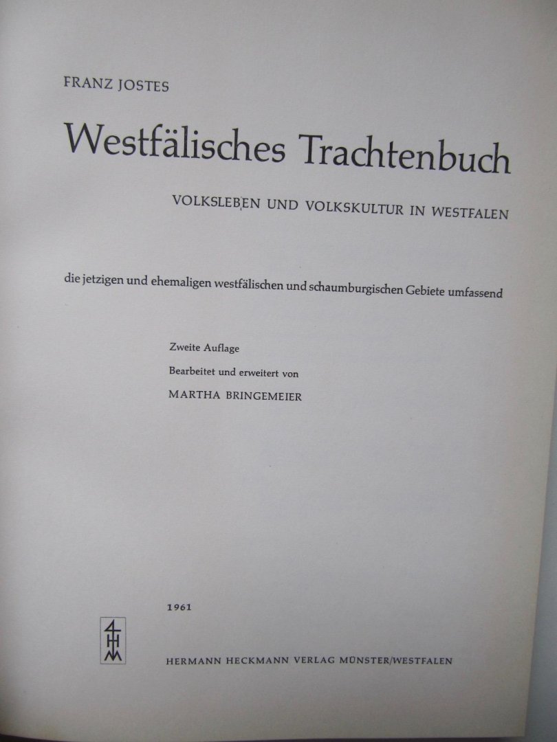 Franz Jostes - Westfälisches Trachtenbuch [Volksleben und -Kultur in Westfalen]