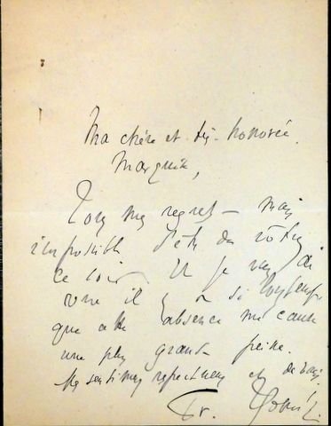 Thomé, Francis: - Eigenh. Brief mit Unterschrift, ohne Datum