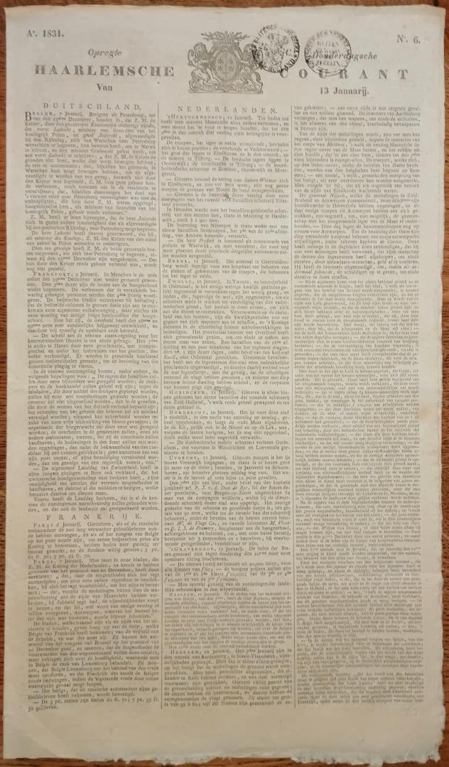 Anoniem - Opregte Haarlemsche Courant No. 6 - 13 januari 1831