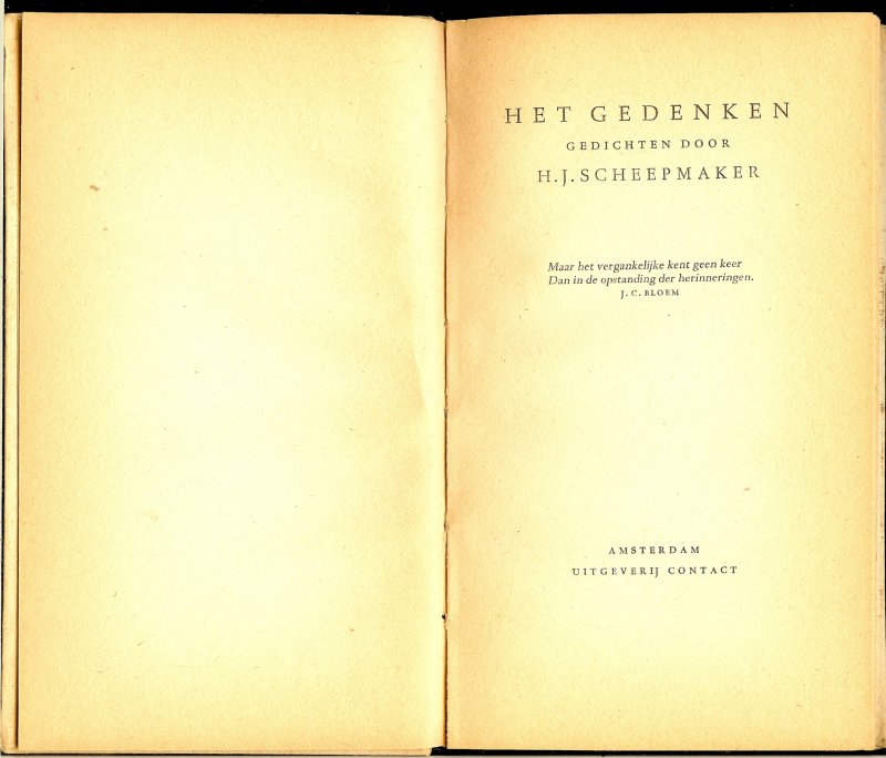 Scheepmaker, H.J. - Het gedenken. Gedichten