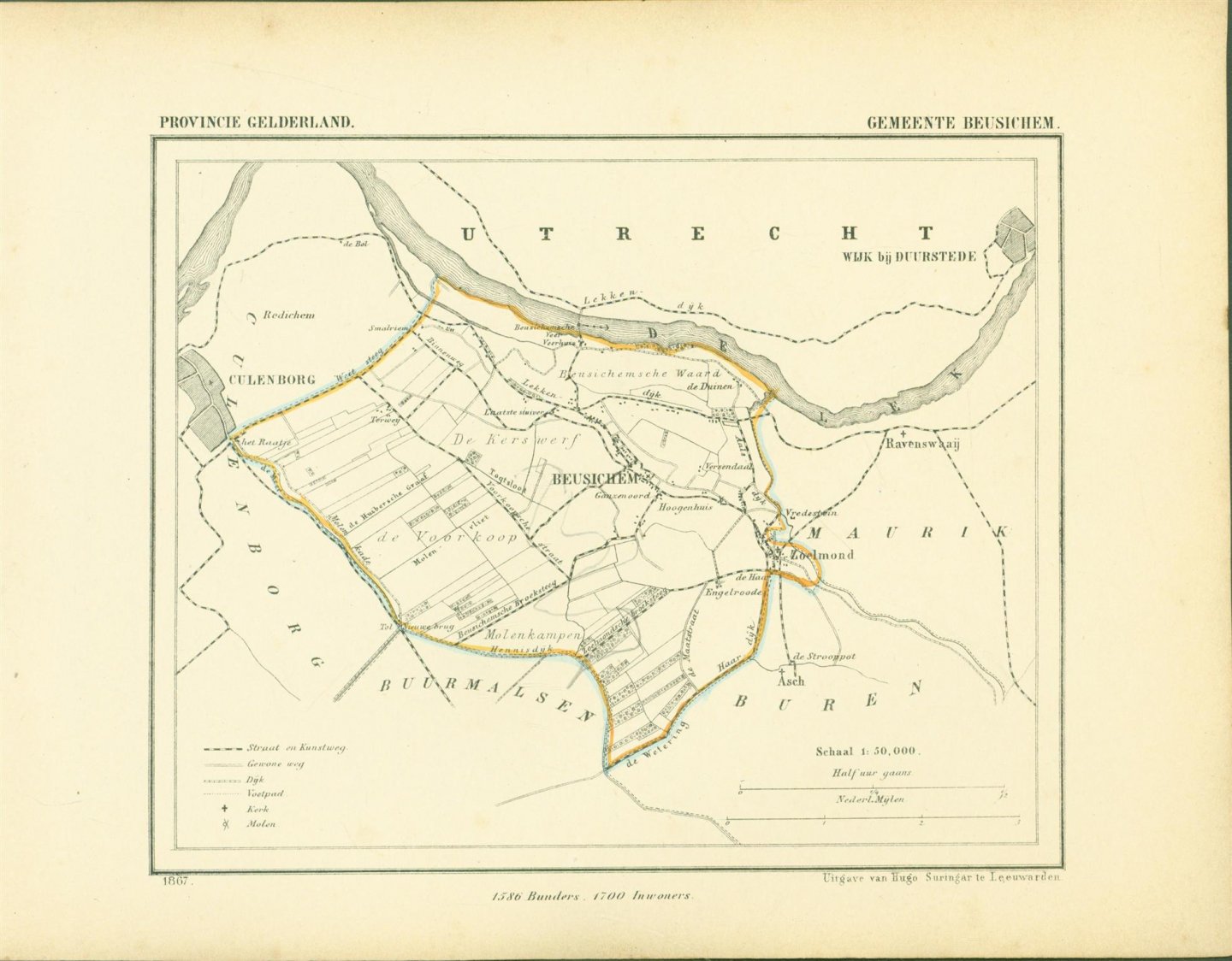 Kuyper Jacob. - BEUSICHEM . Map Kuyper Gemeente atlas van GELDERLAND