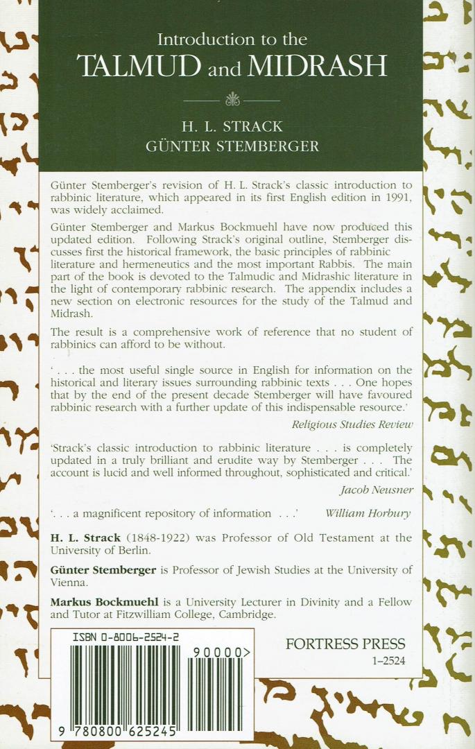 STRACK, Herman L., / STEMBERGER, Günter - Introduction to the Talmud and Midrash