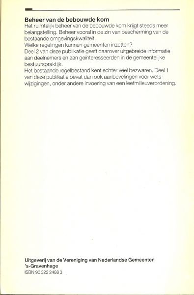 Vereniging van Nederlandse gemeenten - Beheer van de bebouwde kom