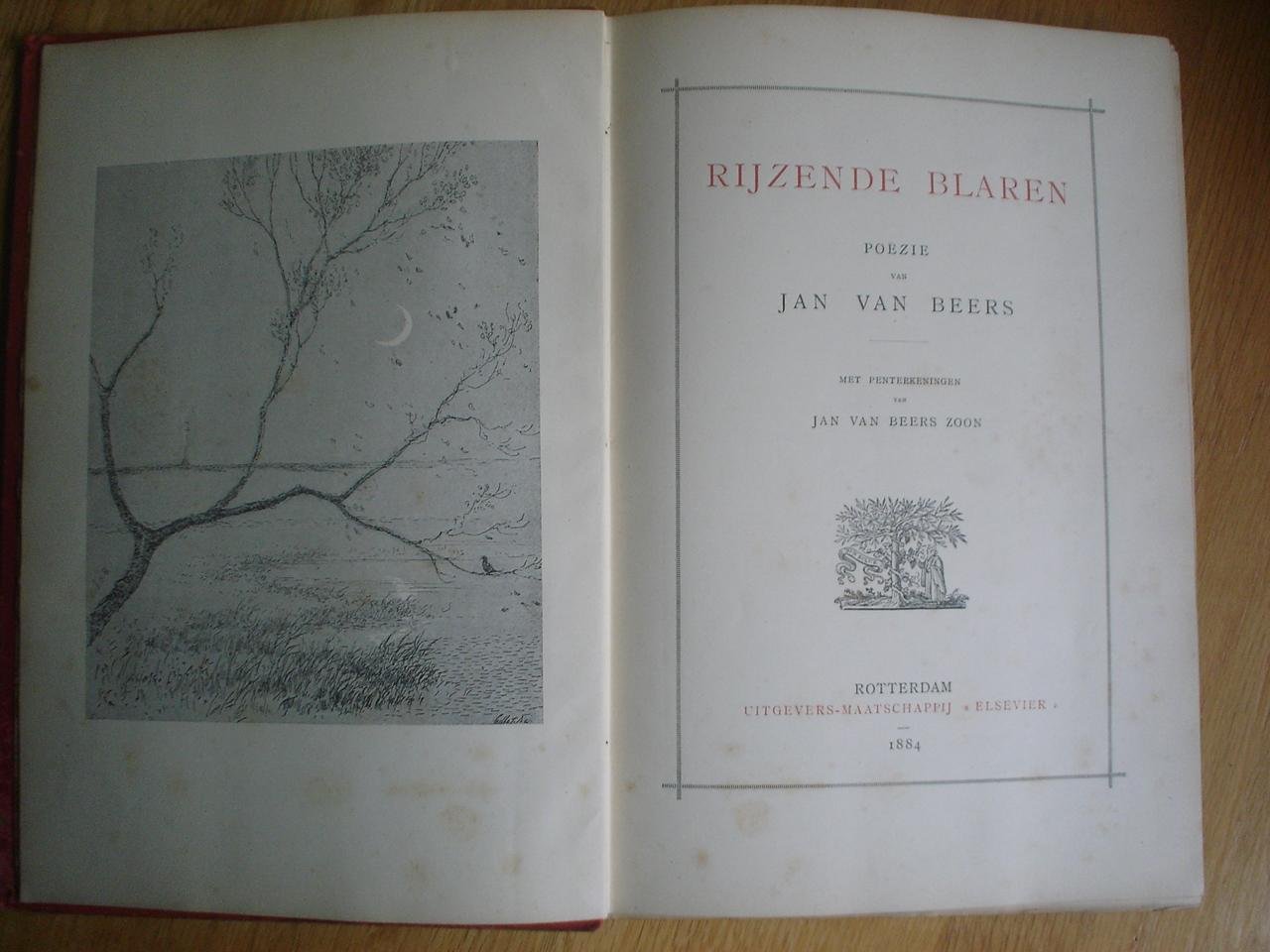Jan van Beers - Rijzende blaren. Poëzie. Met penteekeningen van Jan van Beers zoon