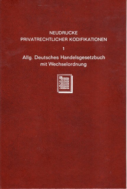  - Allgemeines Deutsches Handelsgesetzbuch von 1861. Allgemeine Deutsche Wechselordnung van 1848 in den Ausgaben für das Grossherzogtum Baden.