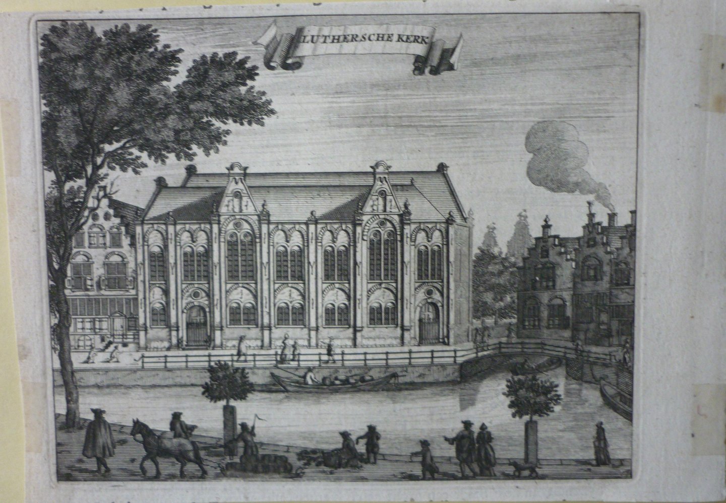 Commelin, Casparus - Luthersche Kerk. Originele kopergravure.