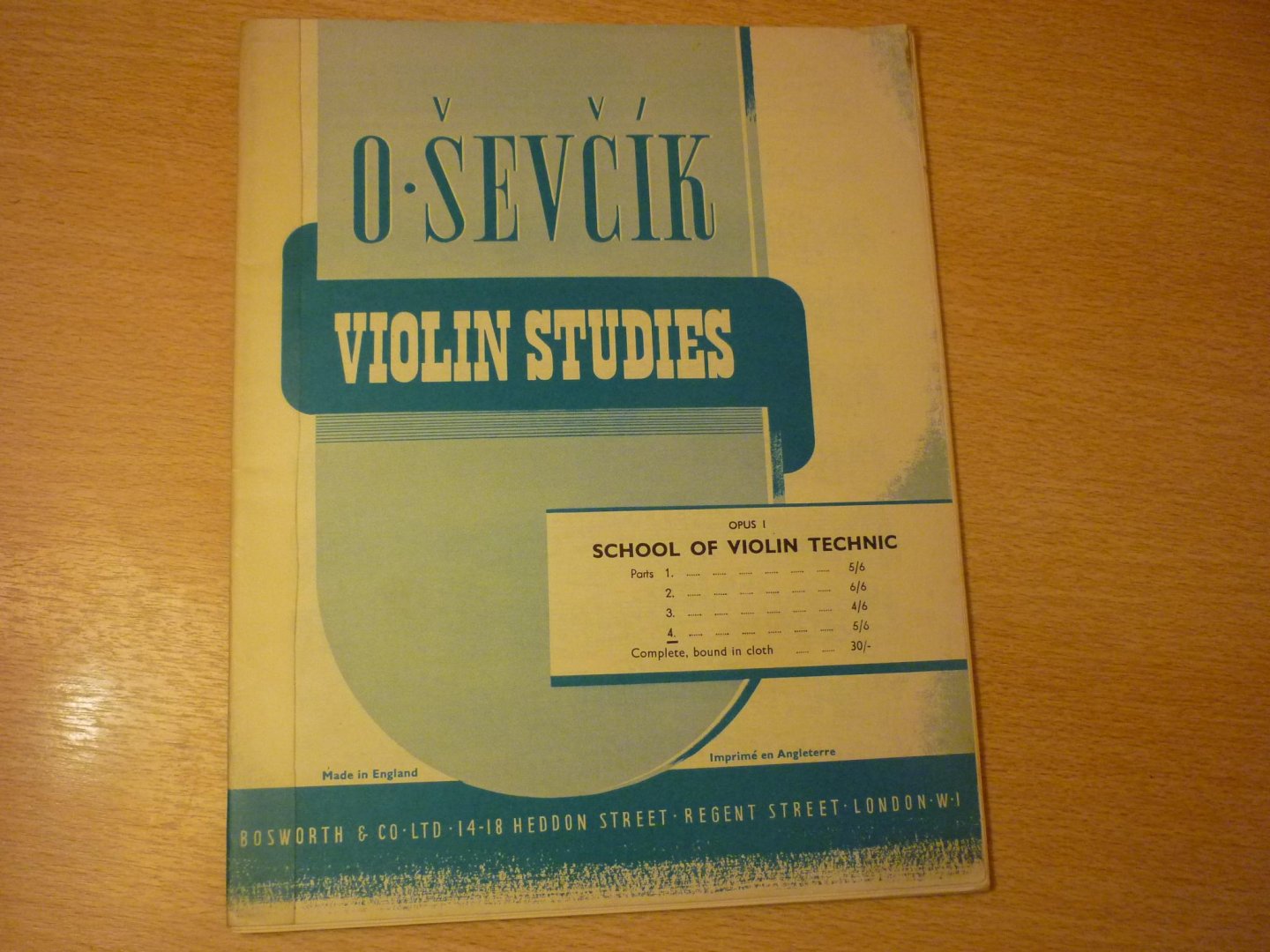 Sevcik; Otakar - School of Violin Technique Op.1 Vol.4