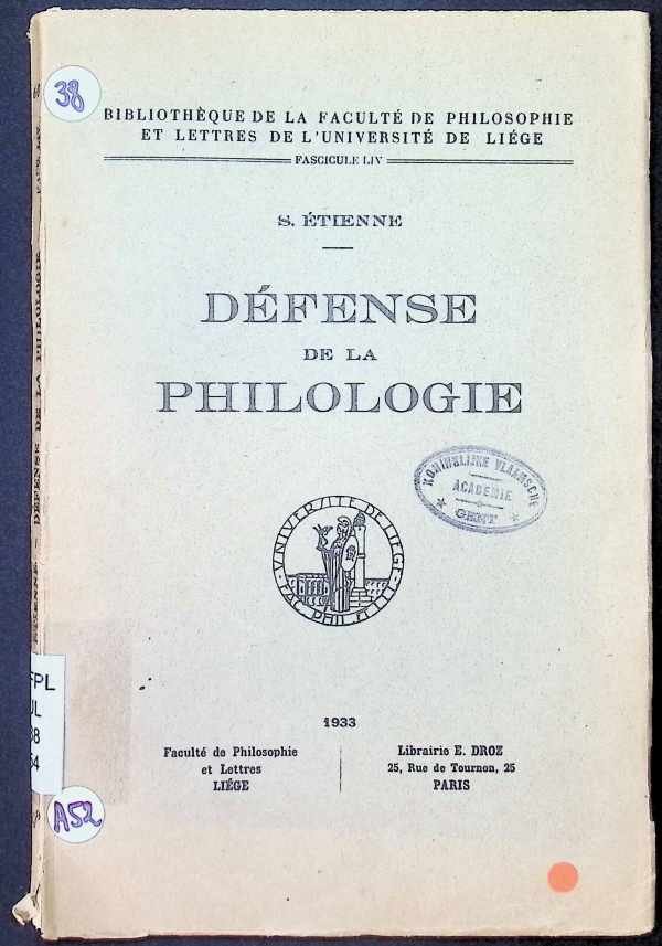 S. Etienne - Défense de la philologie