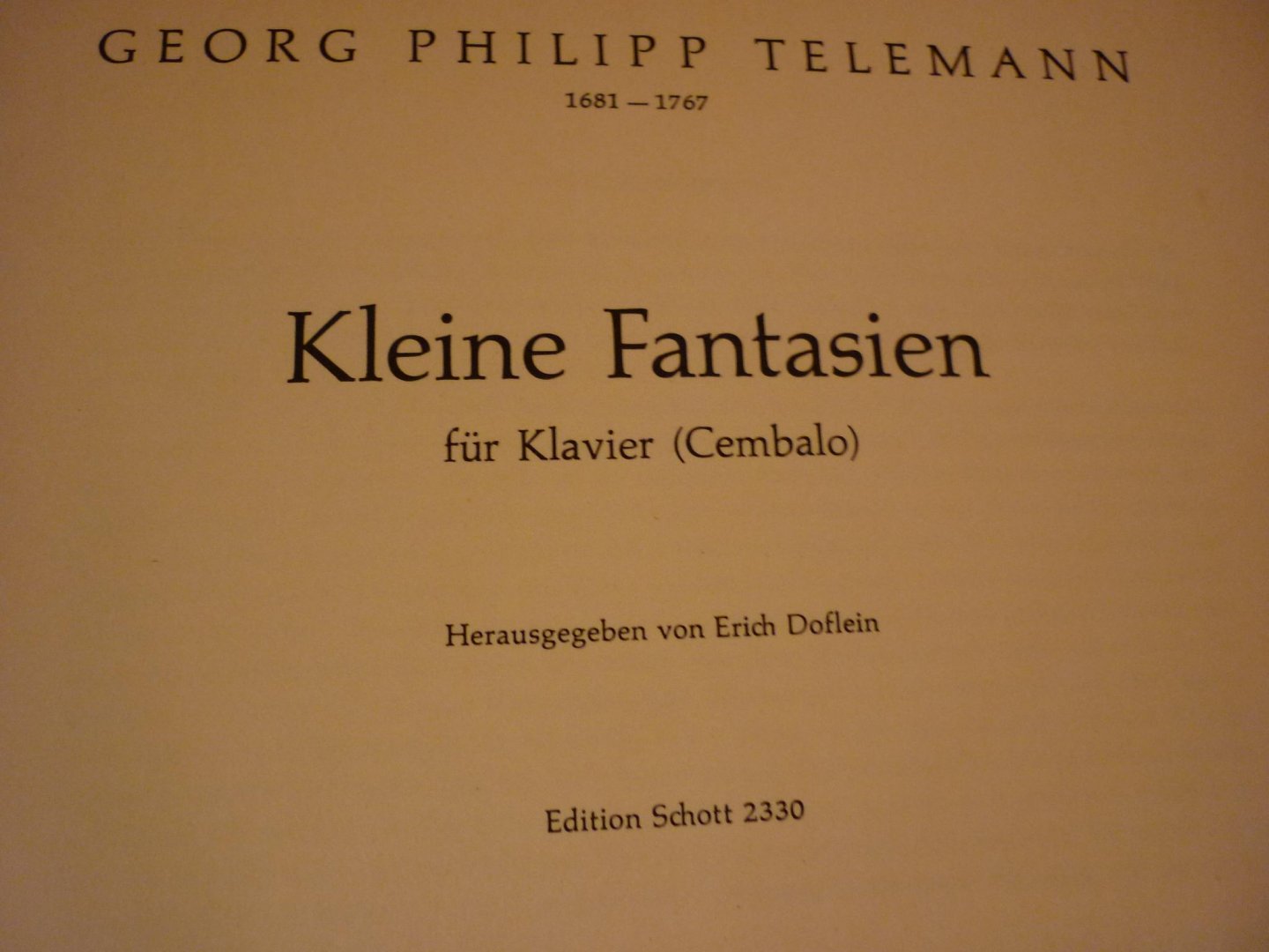 Telemann, Georg Philipp (1681-1767) - Kleine Fantasien fur Klavier (Cembalo); Herausgegeben von Erich Doflein