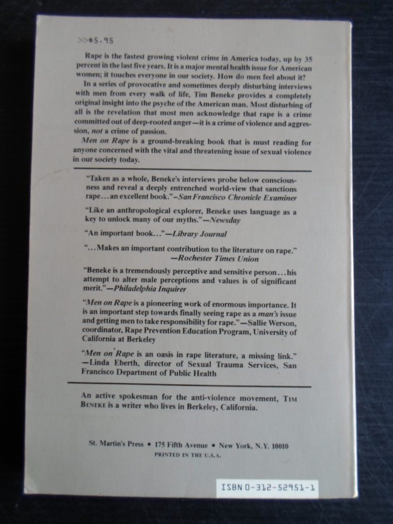 Beneke, Timothy - Men on rape, What they have to say about sexual violence