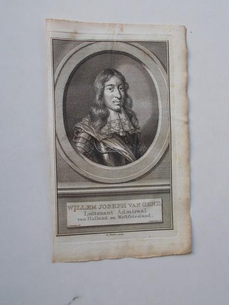 antique print (prent) - Willem Joseph van Gend. Luitenant admiraal van Holland en West-friesland.
