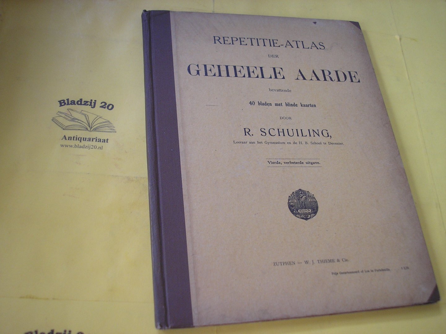 Schuiling, R. - Repetitie-atlas der geheele aarde bevattende 40 bladen met blinde kaarten.