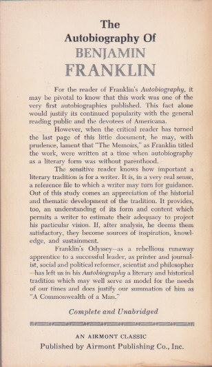 Franklin, Benjamin - The Autobiography of Benjamen Franklin