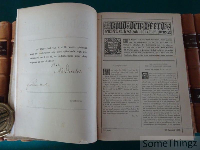 Guide Gezelle, et al. - Rond den heerd : een leer- en leesblad voor alle lieden. [Complete reeks in 25 delen inclusief het laatste op 88 exemplaren verschenen deel uit 1902! Met bijgevoegd: Deel III uit de reeks 'Nederlandse Volkskundige Bibliografie', getiteld 'Rond...