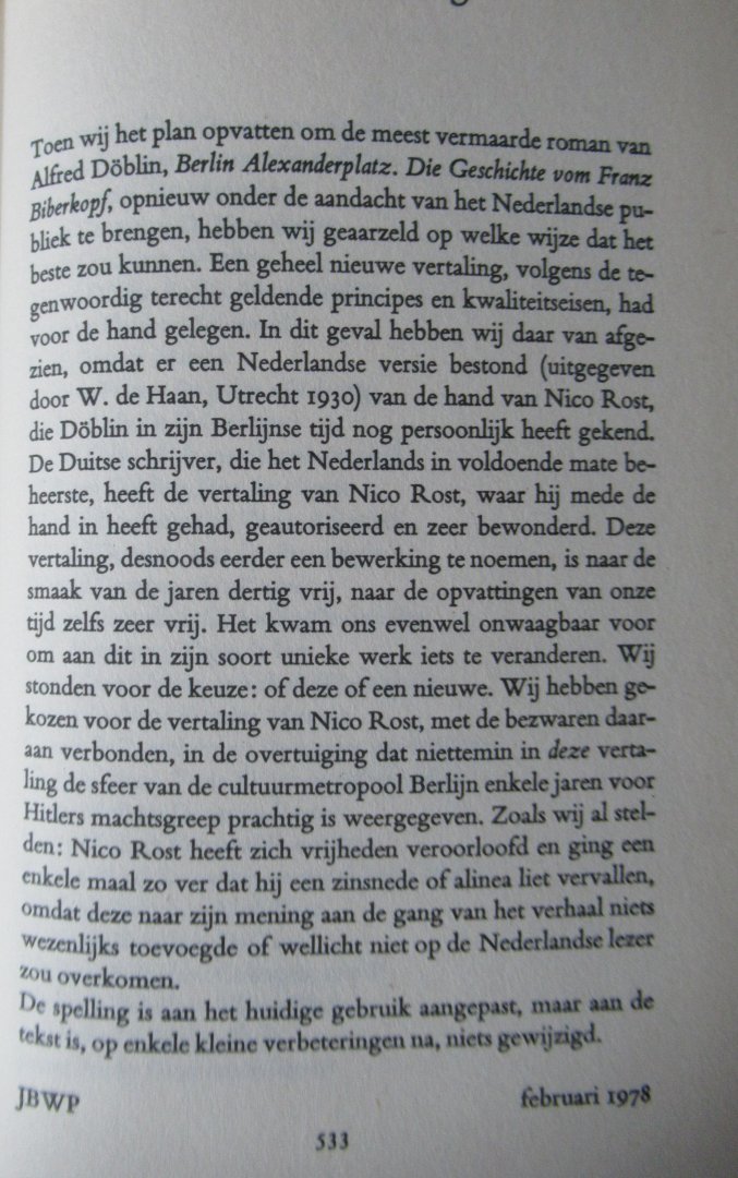 Döblin, Alfred - Berlijn Alexanderplatz. Franz Biberkopfs zondeval