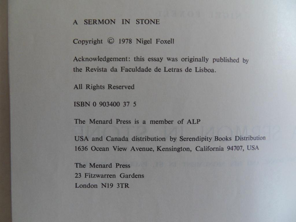 Foxell, Nigel. - A Sermon in Stone. - John Donne and his Monument in St. Paul`s Cathedral.
