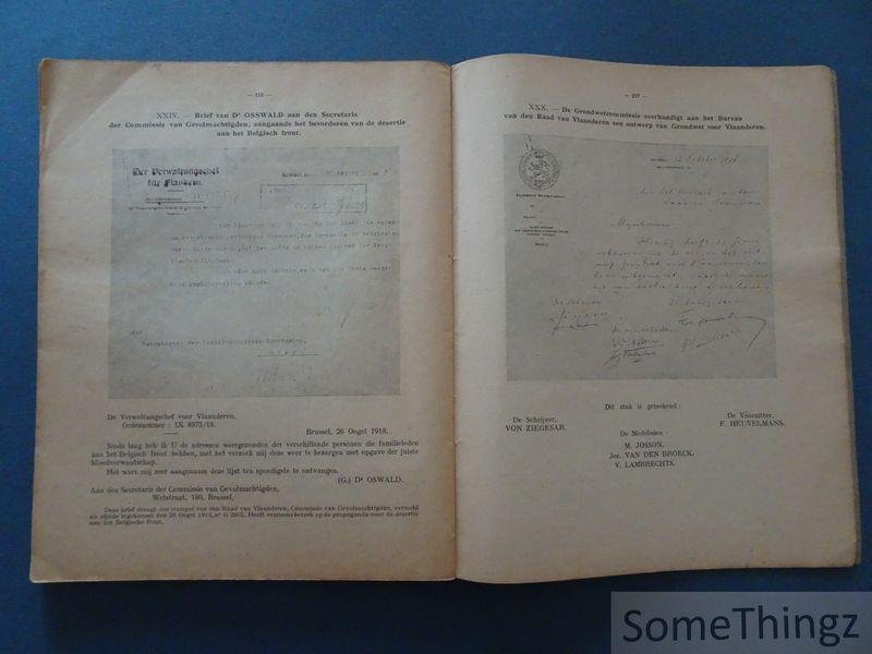Nationale Bond voor de Belgische Eenheid. - Bewijsstukken voor de geschiedenis van den oorlog in België. Het archief van den Raad van Vlaanderen.