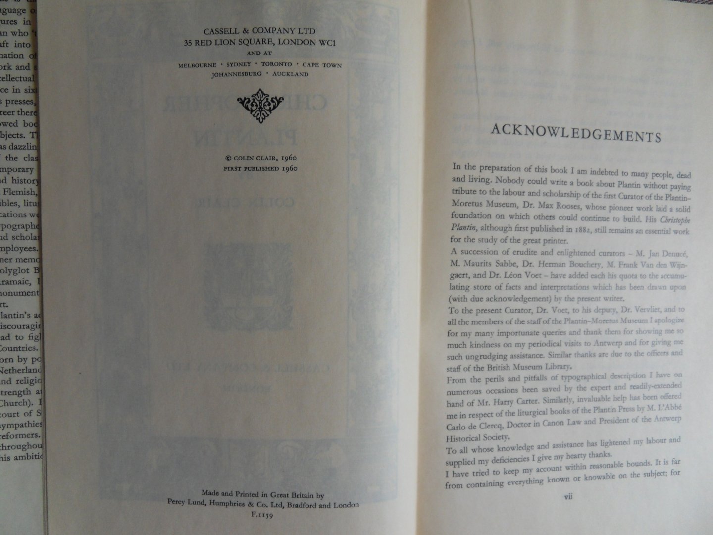 Clair, Colin. - Christopher Plantin.
