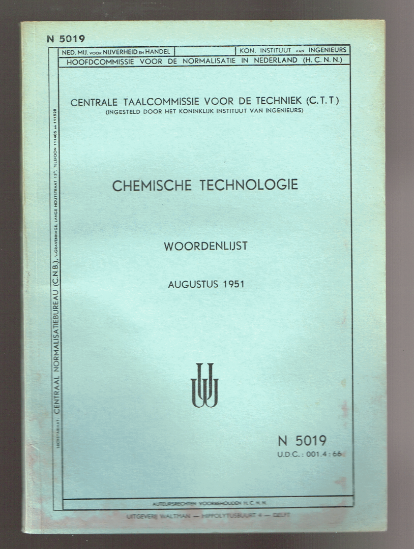  - 5019 Chemische technologie: woordenlijst Augustus 1951