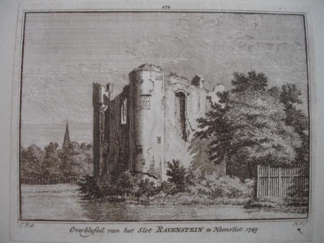 Heenvliet. - Overblyfsel van het Slot Ravenstein te Heenvliet, 1749.