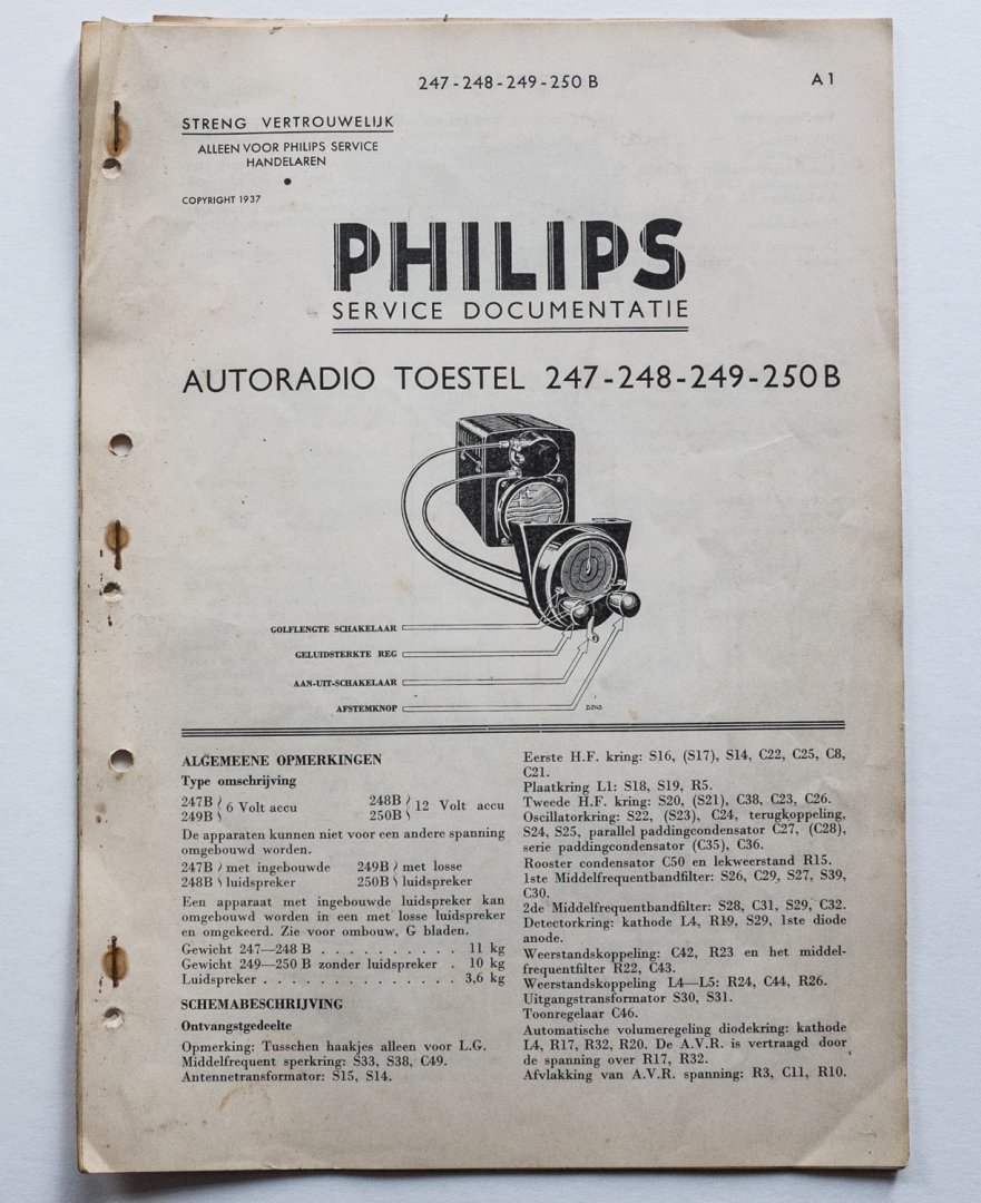  - Philips service documentatie - Autoradio Toestel 247 - 248 - 249 - 250B