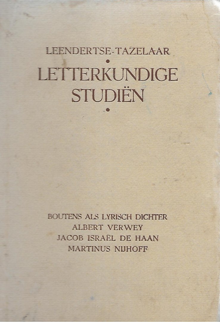 Leendertse, M.J. / Tazelaar dr. C. - Christelijke Letterkundige Studiën, deel III