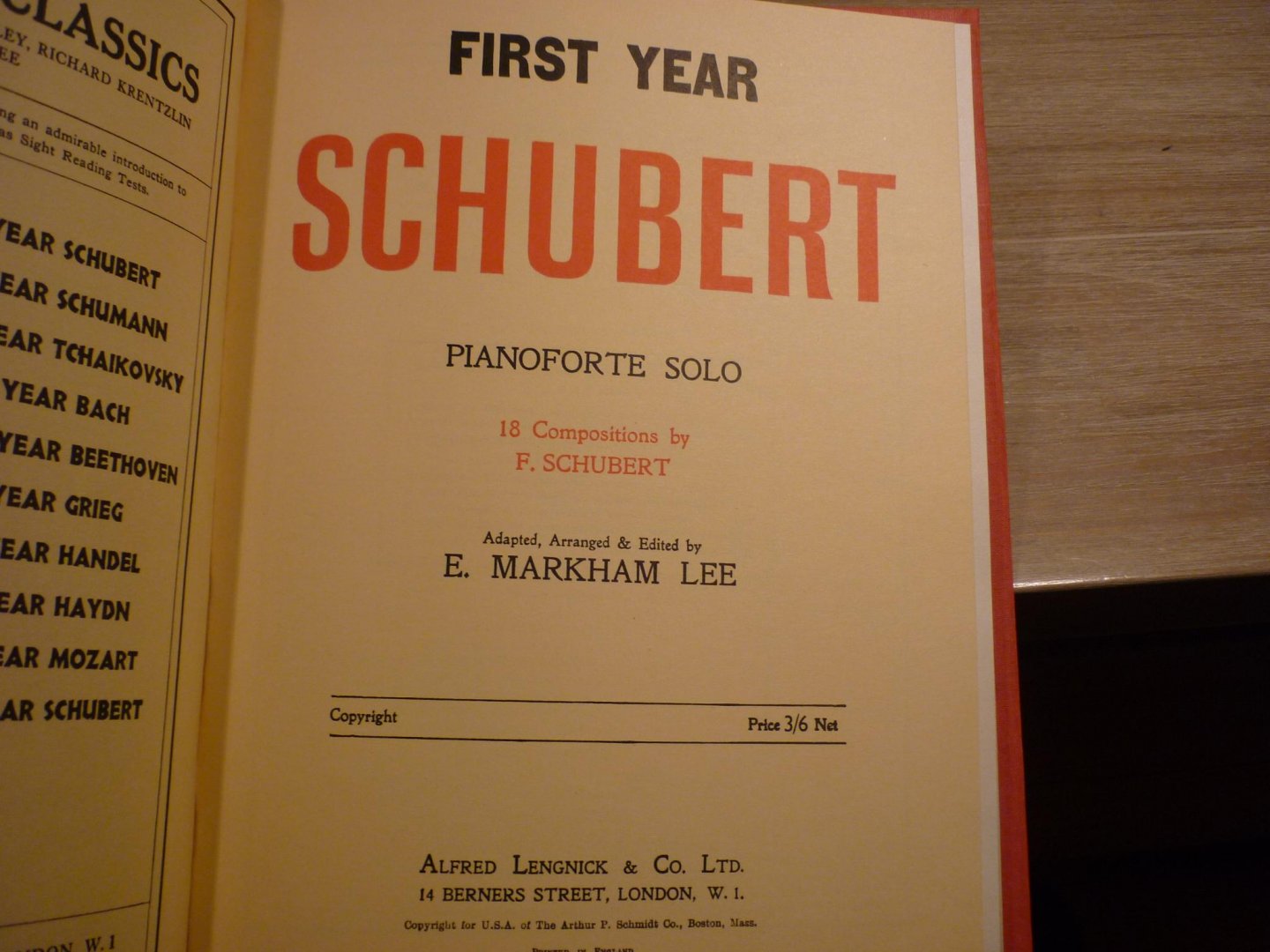Beethoven / Schubert / Schumann; Mendelssohn - First Year Beethoven  //  Second Year Beethoven  //  First Year Schubert  // Second Year Schubert  //   First Year Mendelssohn  // First Year Shumann
