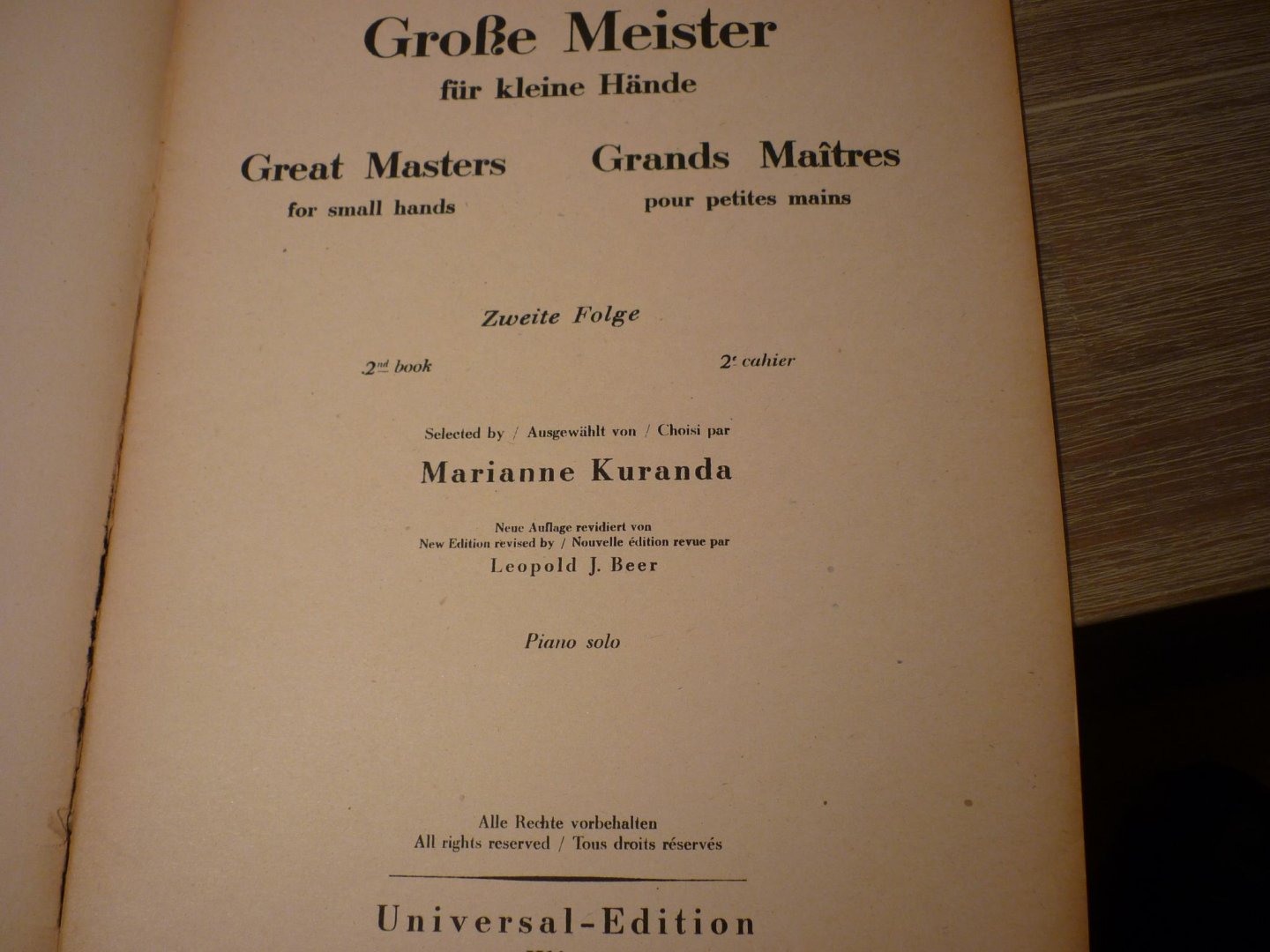 Div. Componisten - Grosse Meister fur kleine Hande; herausgegeben von Leopold J. Beer; piano zu 2 handen