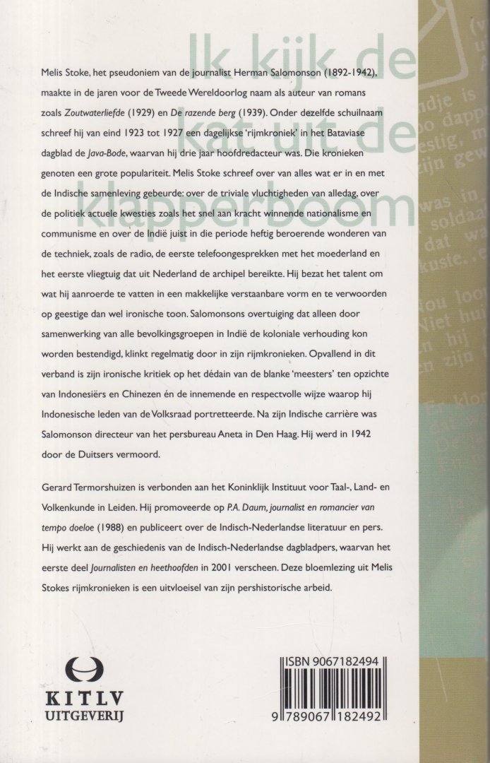 Stoke (Herman Salomonson (1892-1942), Melis - Ik kijk de kat uit de klapperboom - Vijftig Indische rijnkronieken