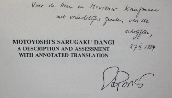 Poorter, E.G. de - Motoyoshi's Sarugaku Dangi. A description and assessment with annotated Translation