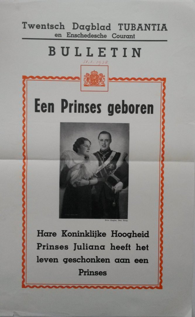  - De vlag in top. Herinneringsalbum uitgegeven bij de geboorte van Prinses Beatrix Wilhelmina Armgard