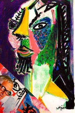 LORJOU, Bernard - Lithographie + photo. Avec signatures.