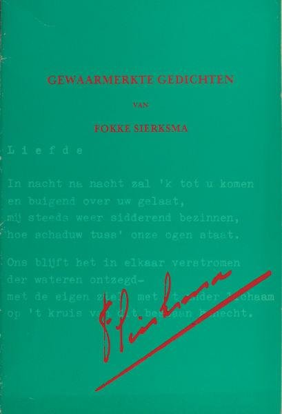 Sierksma, Fokke. - Gewaarmerkte gedichten.